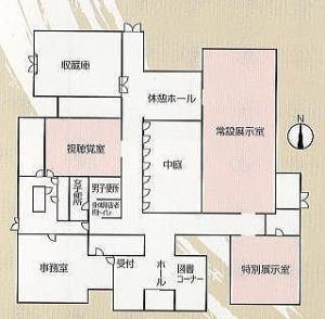 歴史資料館の館内図のイラスト画像、詳細は以下。