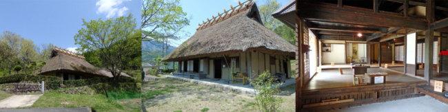歴史民族資料館「波賀歴史伝承の家」の外観と邸内の写真
