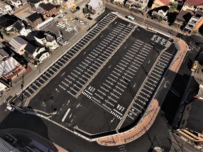 しそう山崎観光駐車場を上空から見た写真