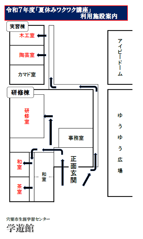 夏休みワクワク講座 利用施設案内図
